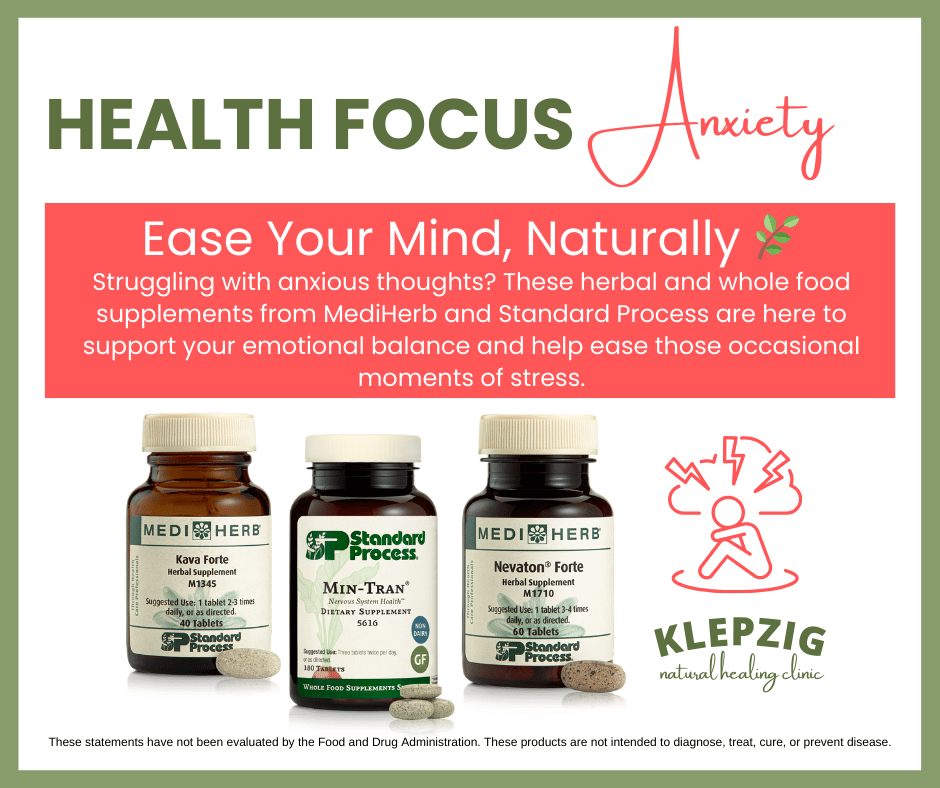 Health Focus on Anxiety with natural supplements.