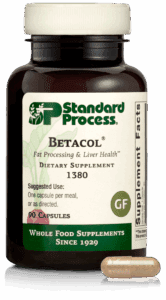 Standard Process Betacol supplement for healthy bile production recommended by Dr. Klepzig.