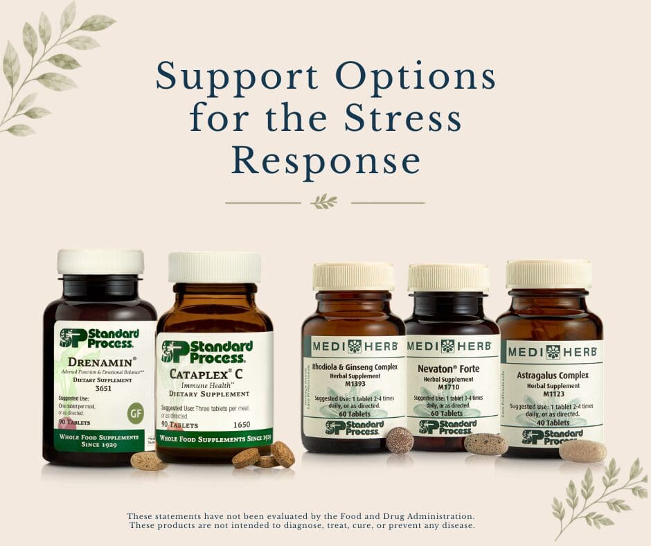 Image shows standard process and mediherb supplements to support stress.